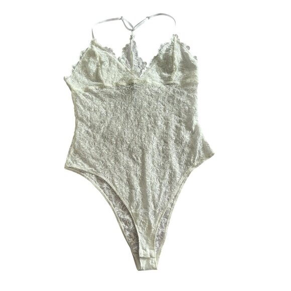 AllSaints White Lace Erity Bodysuit Adjustable Straps Racerback Size 6 Snaps - Picture 4 of 9